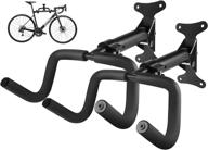 dirza foldable bike wall mount storage rack - adjustable for all bike types - garage/indoor/home use - 2 pack - black logo