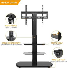 img 2 attached to 📺 5Rcom Universal TV Floor Stand: Swivel Mount, Height Adjustable, 3 Shelves, for 27-55 inch Flat or Curved Screens, Black
