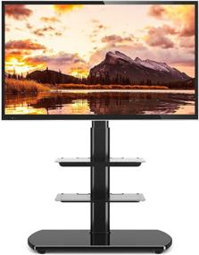 img 4 attached to 📺 5Rcom Universal TV Floor Stand: Swivel Mount, Height Adjustable, 3 Shelves, for 27-55 inch Flat or Curved Screens, Black