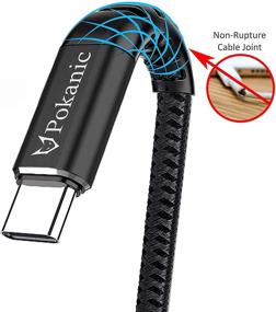 img 3 attached to Pokanic USB C Type Cable: Durable Nylon Braided 1ft Fast Charging Cord – USB-C to USB-A – Compatible with Apple iPad Pro, Samsung Galaxy, LG, Google Pixel, Nintendo Switch – Black (1 Pack)