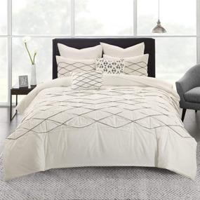 img 3 attached to 🛏️ Urban Habitat Sunita Embroidered 7-Piece Bedding Set - White Cotton Bed Comforter for Full/Queen Size Bed