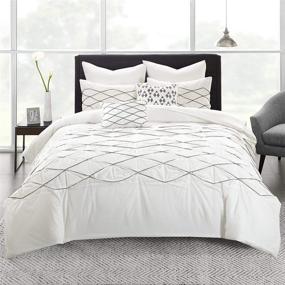 img 2 attached to 🛏️ Urban Habitat Sunita Embroidered 7-Piece Bedding Set - White Cotton Bed Comforter for Full/Queen Size Bed