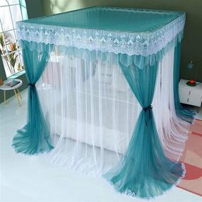 img 1 attached to Enhance Your Bedroom Décor with SunnyLisa Queen Size Canopy Frame for Bed - Steel Frame, Mesh Nettings, and Bed Curtains Included!
