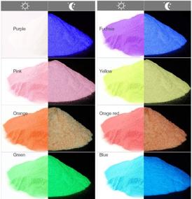 img 2 attached to Vibrant Glow In The Dark Pigment Powder - 8 Colors for Slime, Paint, Nails, Resin, Concerts - 10g/0.35oz Each (2.8oz Total)