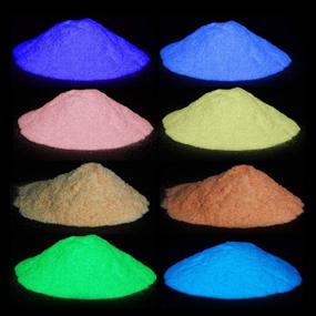 img 4 attached to Vibrant Glow In The Dark Pigment Powder - 8 Colors for Slime, Paint, Nails, Resin, Concerts - 10g/0.35oz Each (2.8oz Total)