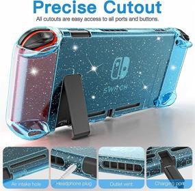 img 2 attached to 🎮 HEYSTOP Case Compatible with Nintendo Switch Dockable, Protective PC Cover for Nintendo Switch and Joy Con Controller with Switch Screen Protector and 4 Thumb Stick Caps (Blue Glitter)