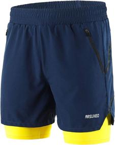 img 4 attached to ARSUXEO Men's 2-in-1 Active Running Shorts | 2 Zipper Pockets | B191