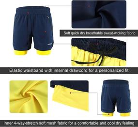 img 1 attached to ARSUXEO Men's 2-in-1 Active Running Shorts | 2 Zipper Pockets | B191