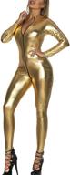 🔗 panegy women's metallic leotard with mesh front and leather bodysuit - jumpsuit featuring chains logo