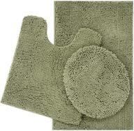 🛀 itsoft 3-piece sage green shaggy chenille bathroom mat set - u-shaped contour toilet rug, bathmat, and toilet lid cover logo