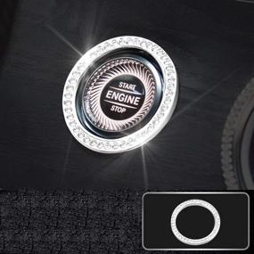 img 4 attached to 💎 Блестящий TopDall Кристалловый блинг авто кнопка запуска двигателя ремень кольцо серебряная наклейка - совместимо с Mercedes-Benz