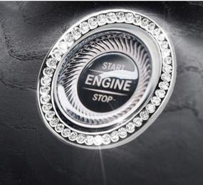img 2 attached to 💎 Блестящий TopDall Кристалловый блинг авто кнопка запуска двигателя ремень кольцо серебряная наклейка - совместимо с Mercedes-Benz