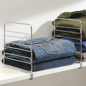 img 2 attached to mDesign Metal Wire Closet Shelf Divider and Separator - Bedroom, Bathroom, Kitchen, and Office Storage Organizer - Easy Install - Pack of 8 - Chrome