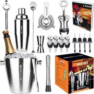 🍸 premium 17-piece bartender kit ice bucket with stainless steel cocktail shaker set - mixology set for bar or home, bartender e-book included. perfect drink accessories tools for men and women. logo