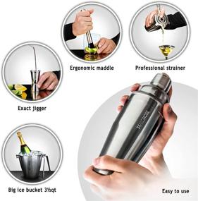 img 2 attached to 🍸 Premium 17-Piece Bartender Kit Ice Bucket with Stainless Steel Cocktail Shaker Set - Mixology Set for Bar or Home, Bartender E-Book Included. Perfect Drink Accessories Tools for Men and Women.