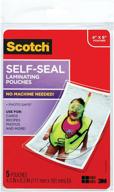 scotch self-sealing laminating pouches: glossy finish, 4 3/8 x 6 3/8 inches, pack of 5 (pl900g) logo