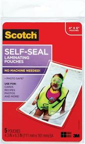 img 4 attached to Scotch Self-Sealing Laminating Pouches: Glossy Finish, 4 3/8 x 6 3/8 Inches, Pack of 5 (PL900G)