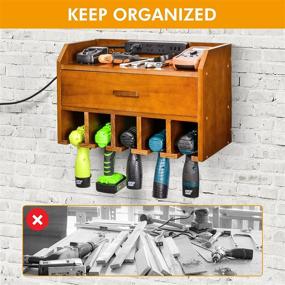 img 1 attached to 🔌 Power Tool Organizer with Storage and Charging Functionality