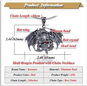 img 3 attached to 🐉 Панк-рок Титановая стальный кулон с драконом, крыльями, черепом и цепочками из кристаллов