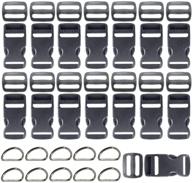 🧰 1 inch hardware pack: 15 flat west coast paracord buckles, 15 tri-glide slides, and 10 metal d-rings for plastic side release buckles logo