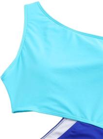 img 2 attached to 👙 SweatyRocks Women's One Shoulder Cutout Monokini - Stylish Swimsuit Swimwear for a Unique Look