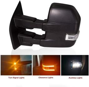 img 1 attached to AERDM Black Housing Towing Mirrors for 2015-2018 Ford F150 Truck: Enhanced Safety with Turn Signal & Auxiliary Lamp