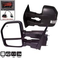 aerdm black housing towing mirrors for 2015-2018 ford f150 truck: enhanced safety with turn signal & auxiliary lamp logo