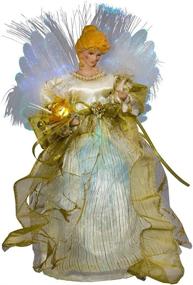 img 3 attached to Kurt Adler Ivory and Gold 12-Inch Angel Christmas 🎄 Treetop Figurine with Fiber Optic LED Lights - Elegant Holiday Decoration