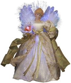 img 4 attached to Kurt Adler Ivory and Gold 12-Inch Angel Christmas 🎄 Treetop Figurine with Fiber Optic LED Lights - Elegant Holiday Decoration