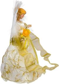img 1 attached to Kurt Adler Ivory and Gold 12-Inch Angel Christmas 🎄 Treetop Figurine with Fiber Optic LED Lights - Elegant Holiday Decoration
