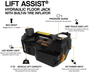 img 3 attached to Deltran Hyperion Lift-Assist: 12V Portable Hydraulic Floor Jack with Tire Inflator Air Compressor- 043-1004-HY-WH