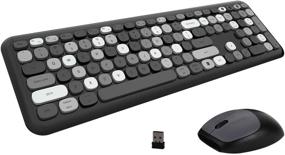 img 4 attached to 💻 Ultra-Thin Wireless Keyboard and Mouse Combo Set for PC, Laptop, and Tablet - Full Size, 2.4G USB, Grey Colorful Design