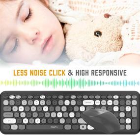 img 2 attached to 💻 Ultra-Thin Wireless Keyboard and Mouse Combo Set for PC, Laptop, and Tablet - Full Size, 2.4G USB, Grey Colorful Design