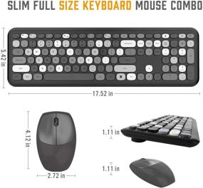 img 1 attached to 💻 Ultra-Thin Wireless Keyboard and Mouse Combo Set for PC, Laptop, and Tablet - Full Size, 2.4G USB, Grey Colorful Design