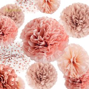 img 3 attached to 🌸 NICROLANDEE Rose Gold Burnt Coral Tissue Paper Pom Poms - Pack of 12 for Wedding Engagement, Birthday, Bridal Shower, Bachelorette, Baby Shower Decorations - Ideal for Ceiling and Party Backdrop Décor