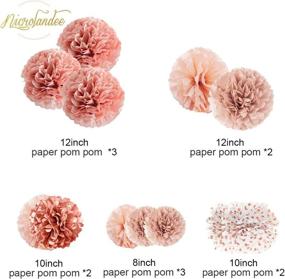 img 2 attached to 🌸 NICROLANDEE Rose Gold Burnt Coral Tissue Paper Pom Poms - Pack of 12 for Wedding Engagement, Birthday, Bridal Shower, Bachelorette, Baby Shower Decorations - Ideal for Ceiling and Party Backdrop Décor