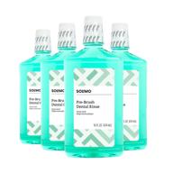 🪥 solimo pre-brush dental rinse - pack of 4, green mint flavor, 16 fl oz - amazon brand logo