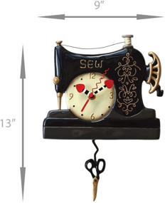 img 1 attached to Timelessly Charming: Allen Designs Vintage Stitch Sewing Machine Pendulum Wall Clock