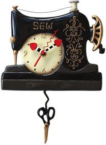 img 2 attached to Timelessly Charming: Allen Designs Vintage Stitch Sewing Machine Pendulum Wall Clock