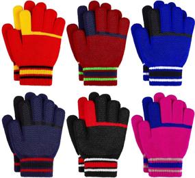 img 4 attached to 🧤 Cooraby Magic Stretchy Kids Gloves: Non-Slip Winter Knitted Gloves for Boys and Girls