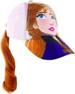 disney frozen elsa & anna baseball cap with faux hair braid - little/girls логотип