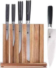 img 4 attached to 🔪 KYOKU 5-Piece Knife Set with Block - 8 Inch Chef Knife, 8 Inch Bread Knife, 6.5 Inch Carving Knife, 5 Inch Utility Knife, 3.5 Inch Paring Knife – High-Quality Japanese Steel Cutlery Kitchen Knives Set with Wooden Block