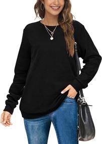 img 2 attached to 👚 Women's Solid Color Soft Crewneck Sweatshirts - Long Sleeve Fashion Tops