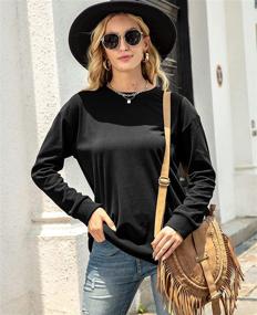 img 3 attached to 👚 Women's Solid Color Soft Crewneck Sweatshirts - Long Sleeve Fashion Tops