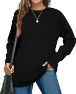 👚 women's solid color soft crewneck sweatshirts - long sleeve fashion tops logo