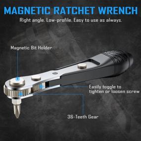 img 2 attached to 🔧 GreaTalent 37in1 S2 Steel Mini Ratchet Wrench Screwdriver Bit Set: High-Quality 36-Tooth Gear, Magnetic Bit Holder & 90 Degree Drive Handle - Phillips, Pozidriv, Hexagon, Torx, Slotted, Square Bits, 1/4" Hex Shank