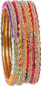 img 3 attached to Exquisite JD'Z COLLECTION Indian Glass Bangles Set: CZ Stone Traditional Jewelry for Costume and Ethnic Wear