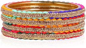 img 1 attached to Exquisite JD'Z COLLECTION Indian Glass Bangles Set: CZ Stone Traditional Jewelry for Costume and Ethnic Wear