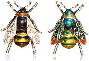 img 4 attached to 🐝 Honeybee Enamel Crystal Insect Brooch Pins: Stylish Jewelry for Girls and Women - Corsages, Scarf Clips