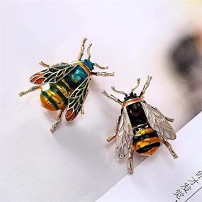 img 3 attached to 🐝 Honeybee Enamel Crystal Insect Brooch Pins: Stylish Jewelry for Girls and Women - Corsages, Scarf Clips